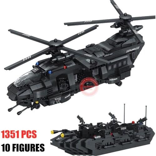 SWAT Team 1351PCS fit City Police Building Blocks bricks SWAT police solider Transport Helicopter Children Kid Gift Toy