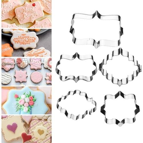 4pcs/set Stainless Steel Frame Cake Decorating Tools Cake Mold Fruit Vegetable Cutter kitchen Tools Fondant Cookie Cuttter Mold