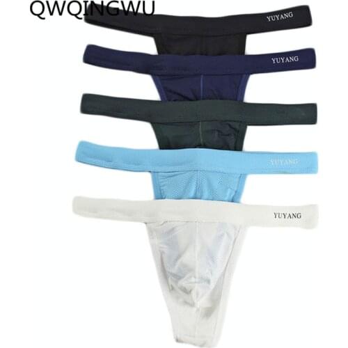 5PCS Mens Sexy Briefs Nylon Gay Underwear Exposed Buttocks Underwear Thong Comfortable Jockstrap T Back Breathable Briefs Tanga