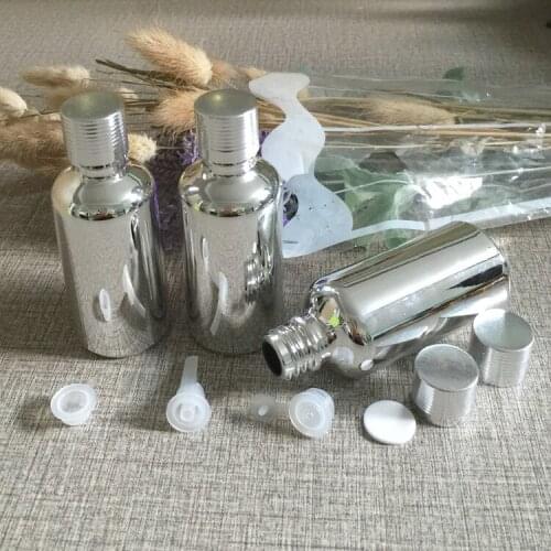 50ml silver plated glass dropper bottle,dropper container,essentical oil bottle refillable cosmetics bottles wholesale