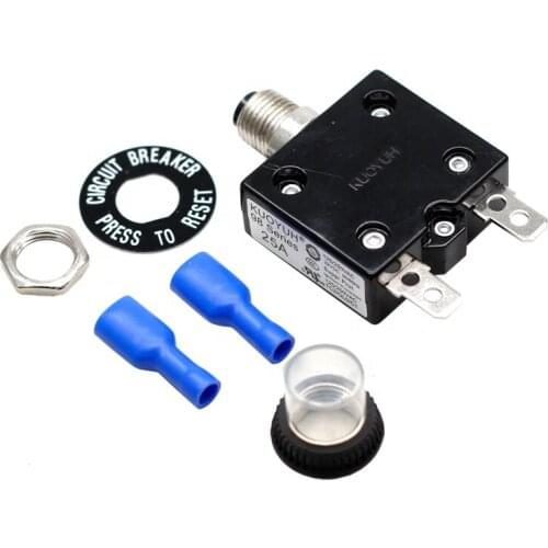 5A 10A 12A 15A 16A 20A 25A 30A 35A 40A Thermal Overload Protector Push Button Switch with 250 Terminal Circuit Breakers