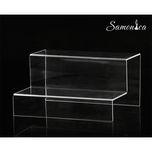 Acrylic Transparent 2 Layer Jewelry Display Bracelet Rack Storage Shelf Bracket Lipstick Cosmetic Organizer Counter Display