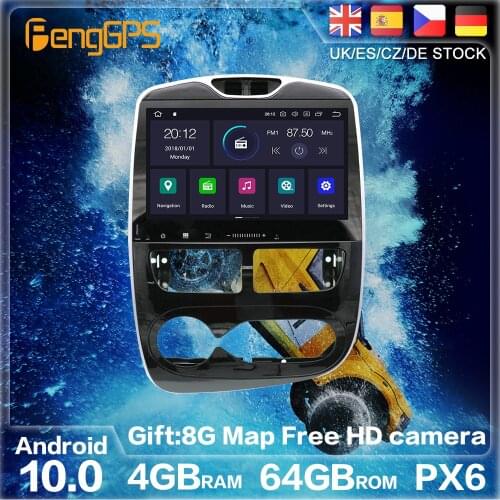Android 10.0 PX6 For Renault Clio 2013 2014 2015 2016 GPS Navigation Auto Radio Stereo Car DVD Multimedia Player HeadUnit 2DIN