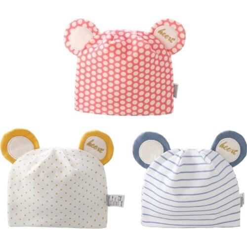 Baby Soft Cotton Hat Cute Printed Cartoon Ears Beanie Newborn Infant Warm H3CD