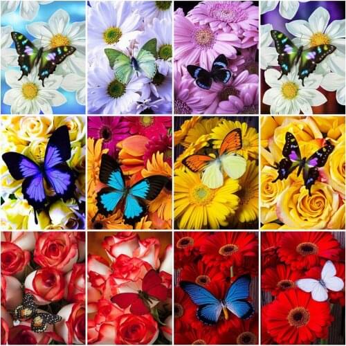 HUACAN Painting By Numbers Daidy Flower Unique Gift Hand Painted On Canvas Picture By Numbers Butterfly For Living Room