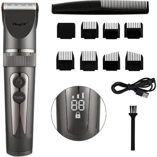 Ceramic Waterproof Electric Hair Clipper Professional Low Noise Hair Trimmer Fine Adjustment Hair Cutting Machine LED Display 31