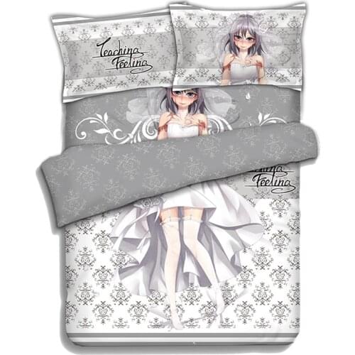 Anime JK Teaching Feeling Game Slave Girl Sylvie Bedding Set 4PCS Bed Flat Sheet Duvet Quilt Cover Pillow Case Bed In A Bag