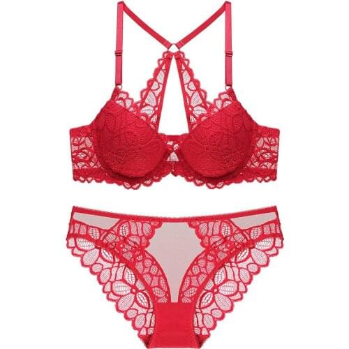 Sexy Christmas Red Bra Sets Front Buckle Bra Set Soft Sexy Back Bra Womens Push Up Fashion Bra Sets Underwire Black Underwear