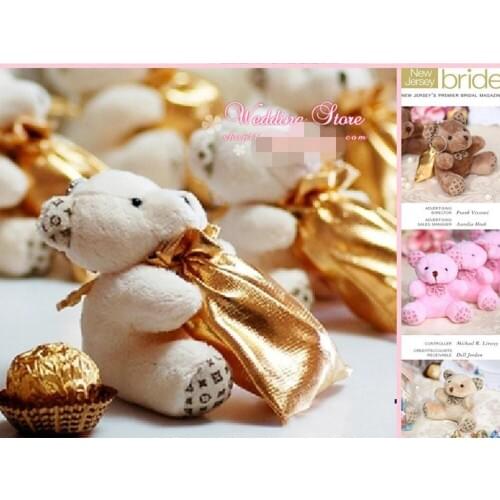 Creative Little Bear With Backpack Wedding Candy Bags For Baby Shown Wedding Decorations Party Favors Supplies 4 Colors In Stock