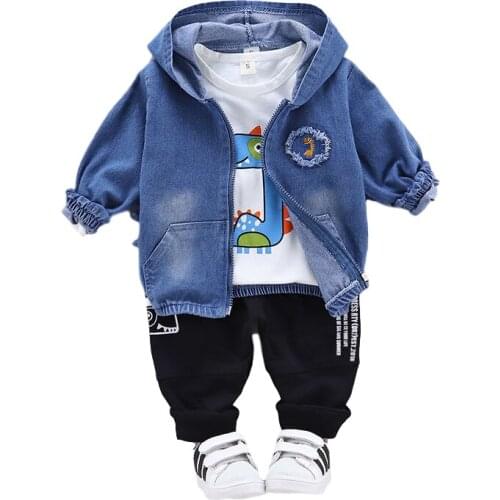 Fashion Spring Autumn Baby Boys Girls Clothes Children Casual Hooded Jacket T-Shirt Pants 3Pcs/set Toddler Costume Kids Outfits