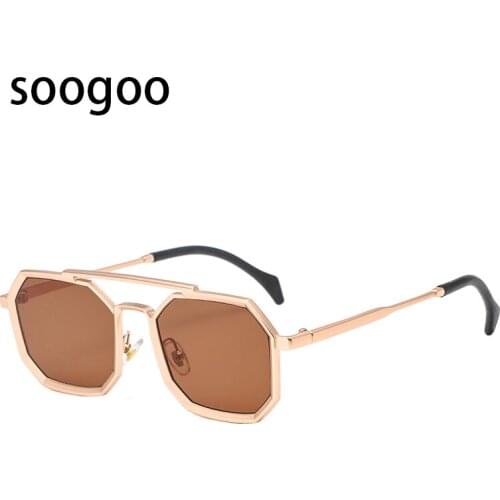 Fashion Polygon Steampunk Sunglasses Men 2021 Vogue Retro New Double Beam Sun Glasses Women Vintage Big Frame Eyeglasses UV400