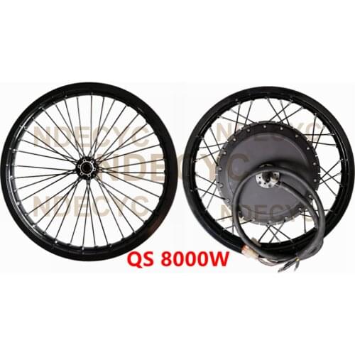 QS v3 273 Motorcycle 18" 19" 72v 8000W Electric Bike Rear hub Motor wheel with Matching Front wheel Black