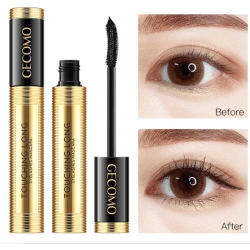 GECOMO Small Gold Tube Silicone Brush Head Mascara Waterproof Fiber Long Curly Not Easy To Dizzy Dye Thick Eyelash T1407