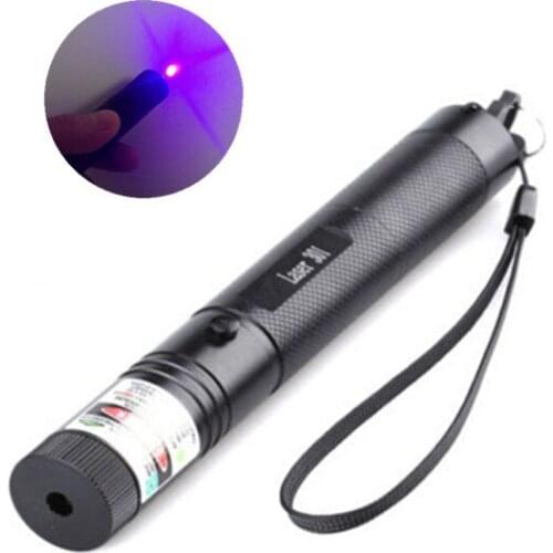 NEW Purple Laser Pointer Pen Adjustable Focus Super Laser Visible Beam 405nm 5mw Mini Torch Light Burning Match Long Range Ray