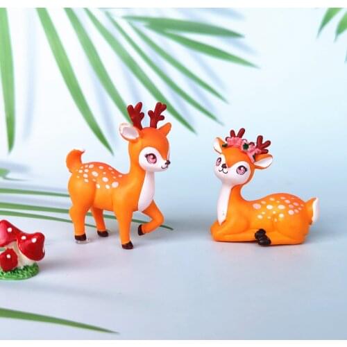 Deer Lovers Simulation Animal Model Pvc Craft Bonsai Figurine Miniature Fairy Garden Decoration Accessories Home Decor Toy