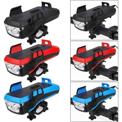 Portable Light Mountain Bike Lights Mountain Bike Lamp T6 LED 5 Modes USB Solar Charging Phone Rack Bicycle Lights