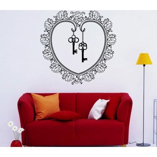 Removable Flower Key Heart design Wall Sticker Bedroom Decoration Wall Decals Posters Mural Vinyl Home Decor Living Room S-930