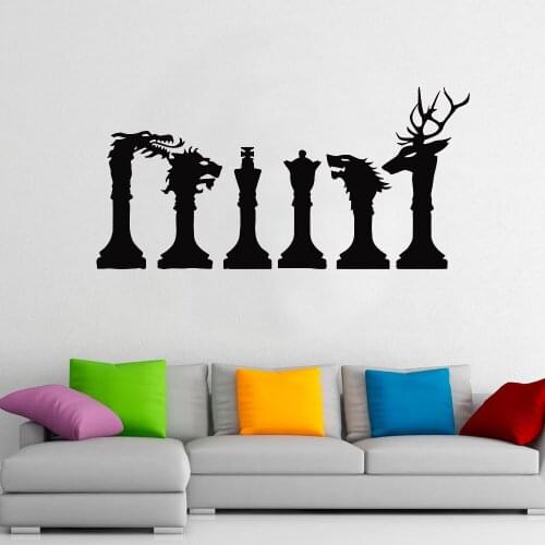 Chess Vinyl Wall Decal Animals Head Art Door Window Vinyl Stickers Living Room Study Nursery Home Decor Creatives Wallpaper E153