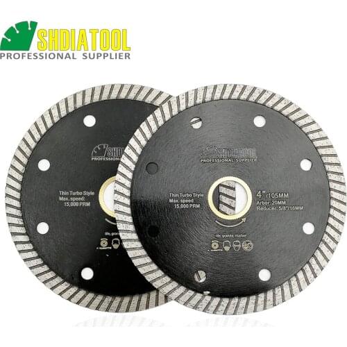SHDIATOOL 2pcs 4 Inch Super-Thin Diamond Turbo saw Blades for 105mm Ceramic Tile Granite Tile Granite Cutting disc