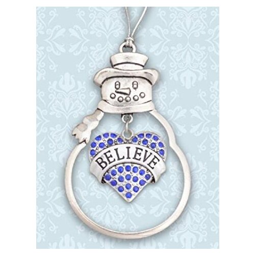BELIEVE Engraved Ornament is Embellished in Blue Crystal Rhinestones.Charm Dangles inside Metal Bulb.Powerful Recovery Gift