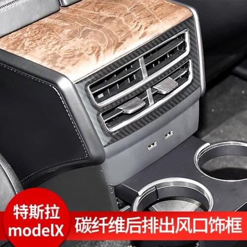 Real carbon fiber Rear air outlet panel Decorative laminated for Tesla model X interior Auto parts