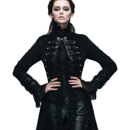 Punk Gothic Pattern Women Coat Womens Victorian Jacket Visual Kei Flocking Coats Steampunk Slim Fit Outwear Jacket Women