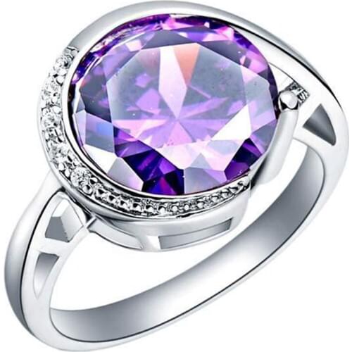 Wave Shaped White Gold Filled Women Ring Size 7