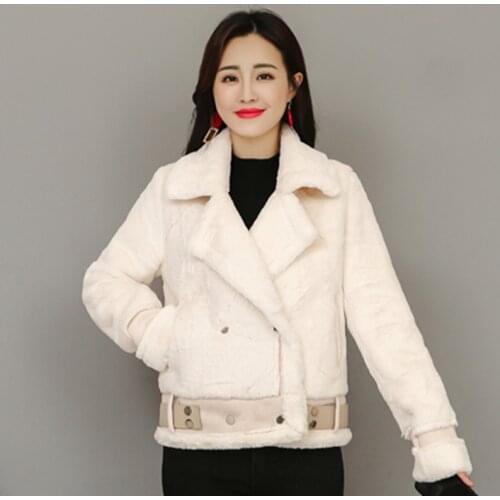 Women Short Coat Autumn Winter Warm Velvet Thicken Faux Suede Coats Parka Female Solid fleece Jackets Casual suede jacket