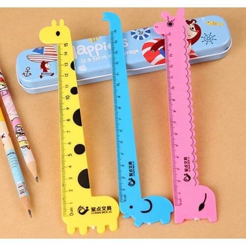 1/3Pcs Creative Animal 15CM Scale Ruler For Childrens Cartoon Stationery Colorful Cute Gift Wavy Line Student Plastic Ruler