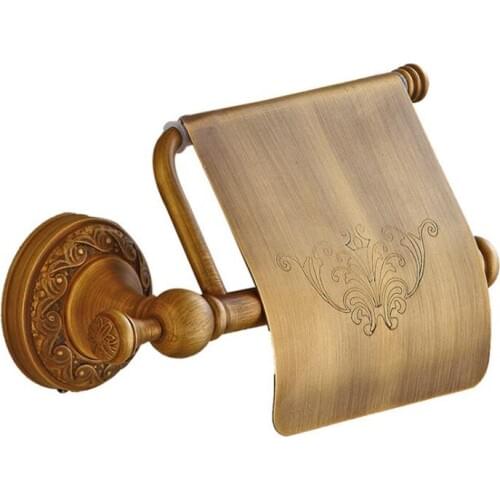 1PC Brass Antique Brushed Toilet Paper Holder Bathroom Toilet Roll Holder For Roll Paper Towel Square Bathroom Accessories