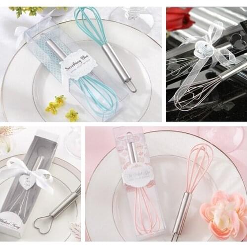 10 Pieces/lot) Practical Wedding favor "The Perfect Mix" Pink Kitchen Whisk for Bridal shower Favors and Original Wedding gifts