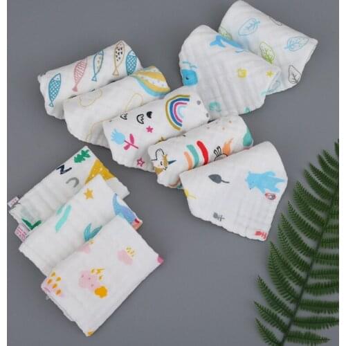 10 Pattern Styles Baby Burp Cloths, 6 Layer Cotton Gauze Washcloths Handkerchief Scarf Saliva Wipes, Easy-Washing & Reusable Nur