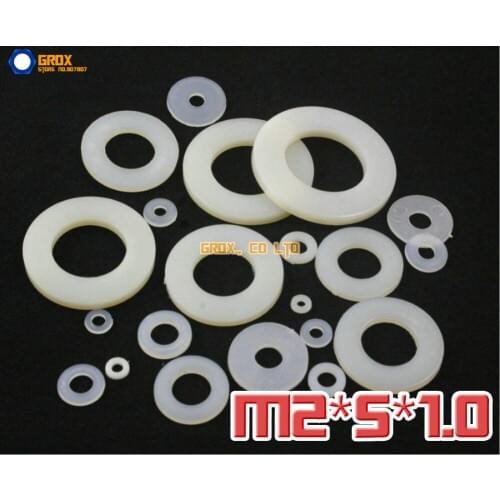 1000 Pieces M2 x 5 x 1.0mm Nylon Flat Washer Insulation Washer