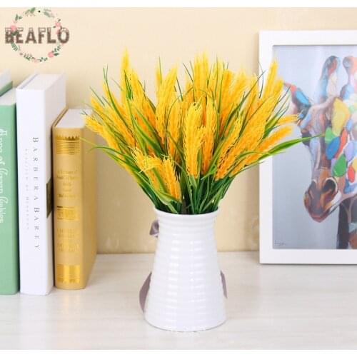 5 Bunch Plastic Artifical Plant Ear of Wheat Grain For Home Wedding Decorative Floristry