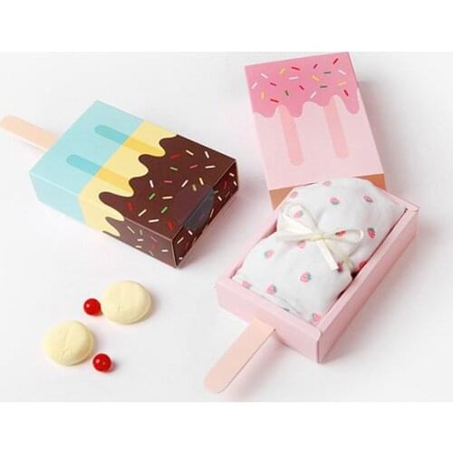 5pcs Ice Cream Shape Candy Box Kids Gift Favor Box Wedding Decoration Treat Box Baby Gift Bags Birthday Party Supplies