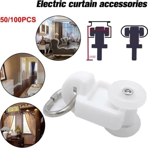 50/100pcs Curtain Track Sliding Runners Carrier Rollers For Straight Curtain Wheel Rail Track Accessories