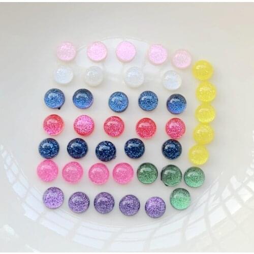 100PCS 6MM Hot resin imitation flat back smooth crystal beads semicircle gemstone nail art DIY jewelry, clothing accessories