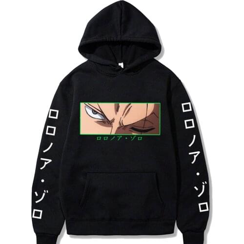 Anime One Piece Hoodies Sweatshirt Roronoa Zoro Anime Manga Black Hoodies Bluzy Tops Clothes