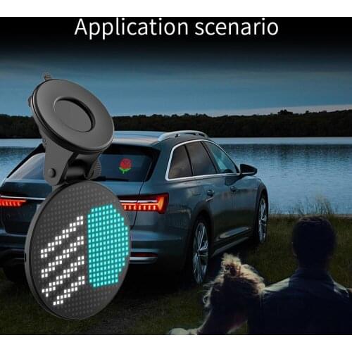 Car Sign LED Lamp Funny Car Rear RGB LED Sign Display Window Emotion Light Wireless Smart App Control Light Car Accessories