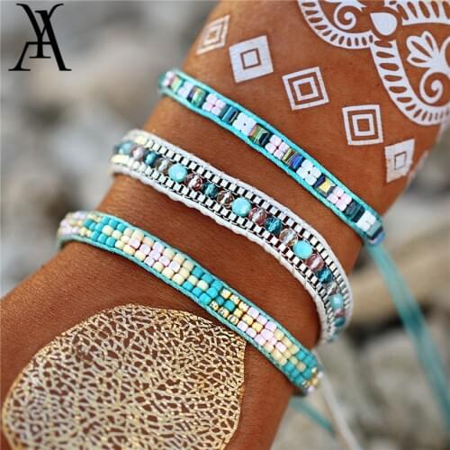 Bohemian Handmade Woven Beads Bracelet Fashion Crystal Bransoletki Damskie Bracelets For Women Charm Pulseras Mujer Jewelry Gift