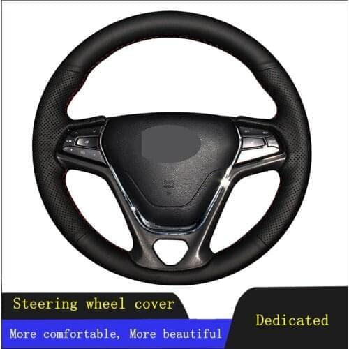 DIY Car Steering Wheel Cover Black Non-slip Genuine Leather For Chery Arrizo 5 5e 2016-2018 Tiggo 3X 3xe 2016-2018 eQ1 2017 2018