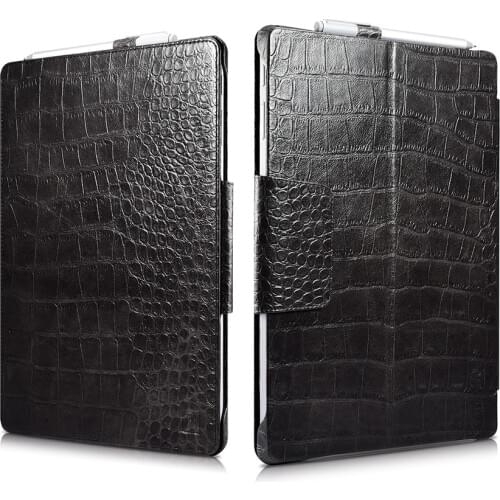 Crocodile Genuine Leather Folio Cover for Microsoft Surface Pro 4/5/6/7 12.3 Business Stand Smart Case for Original Keyboard