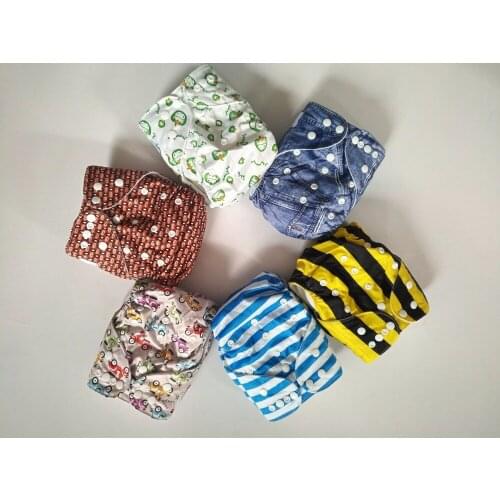 Breathable Fabric Elastic Waist Infant Cloth Diaper Reusuable Nappy Babies nappies With Double Gussets 200 Pcs with Inserts