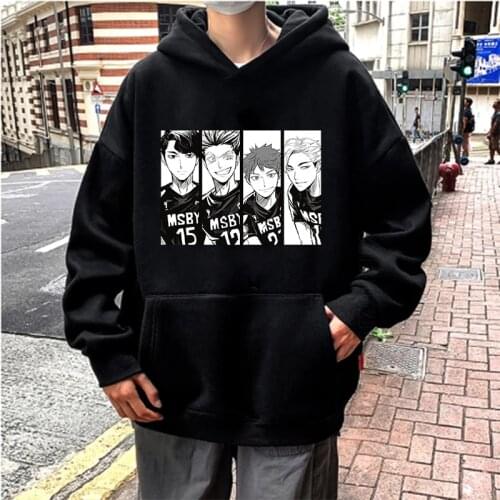 Haikyuu Printing Hoodies Japanese Anime Bokuto Manga Hooded Tops Streetwear Men Funny Daily Casual Pullover Male Streetwear