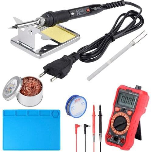 JCD LCD soldering iron kits with Digital multimeter Temperature Adjustable 220V 80W solder iron kit ESD insulation Silicone pad