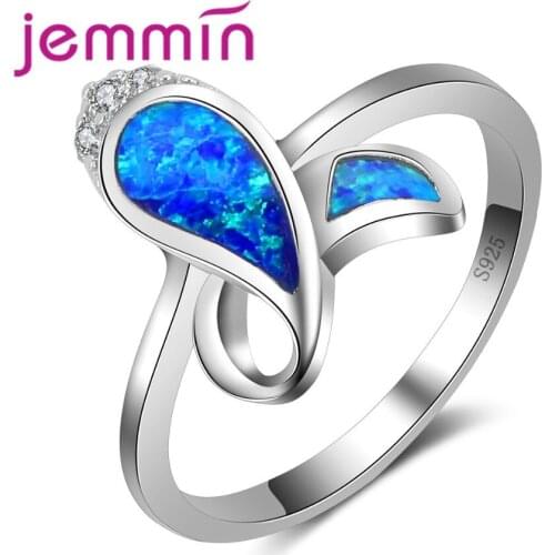Mystic Particular Shape Crooked Blue Fire Opal Ring Hot Selling 925 Sterling Silver Brand Jewelry Wedding Jewelry Gift
