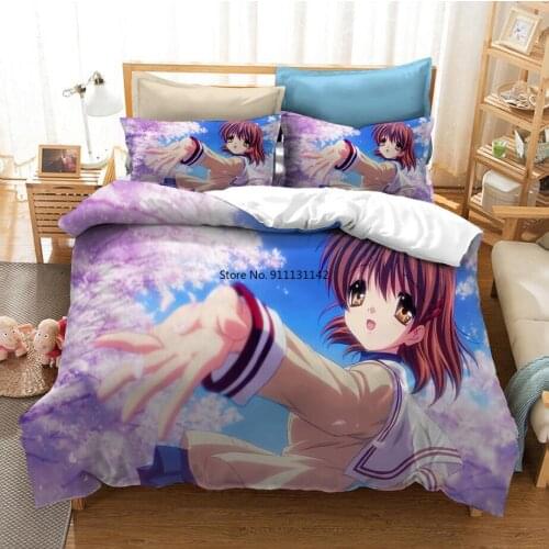 The Japanese Anime Clannad 3D Printed Bedding Set Home Decorative Bed Down Duvet Quilt Cover Pillowcase