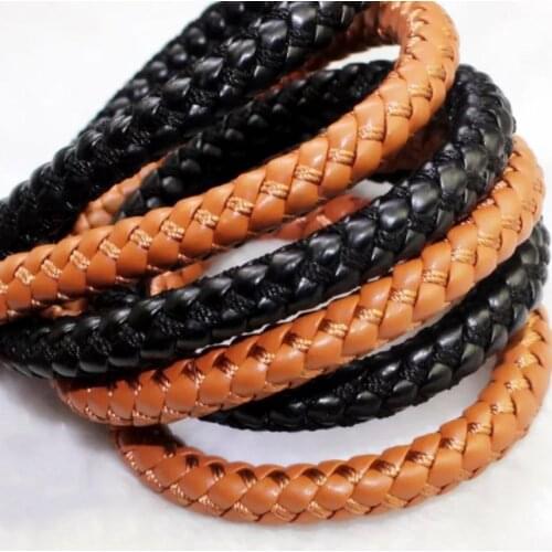REGELIN 2 meters 8mm Round Braided PU Leather Bracelet Findings PU Leather Cord String Rope DIY Necklace Bracelet Making