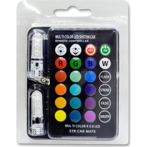 Hot selling T10 5050 6 light colorful RGB with remote control width indicator small light multi-mode silicone flash