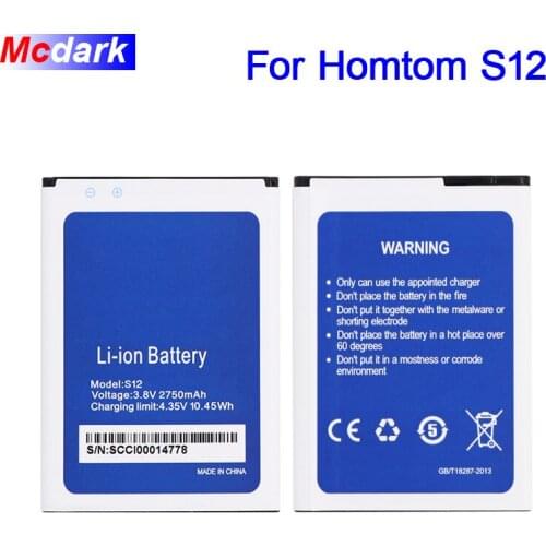 Mcdark 2750mAh For Homtom S12 Battery Batterie Bateria Accumulator AKKU ACCU PIL For Homtom S12 Mobile Phone